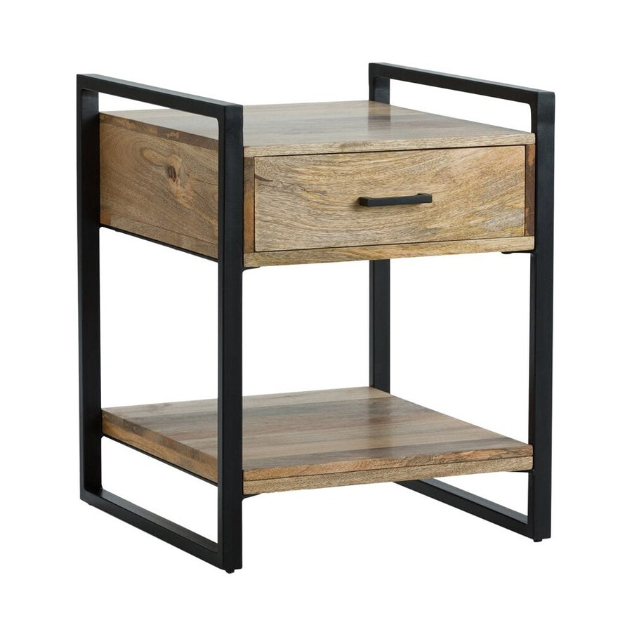 Simpli Home - Riverside Rectangular Industrial Solid Mango Wood 1-Drawer Side Table - Natural_0