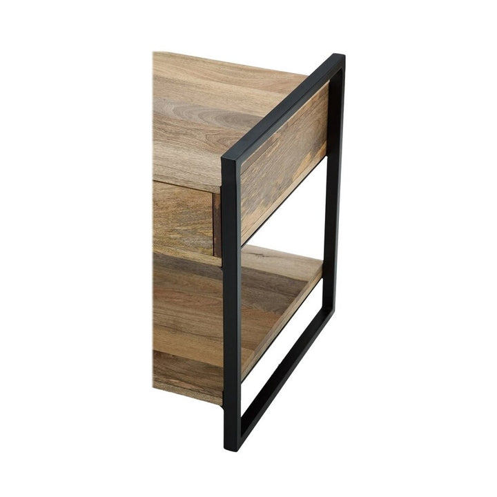 Simpli Home - Riverside Rectangular Industrial Solid Mango Wood 1-Drawer Side Table - Natural_3