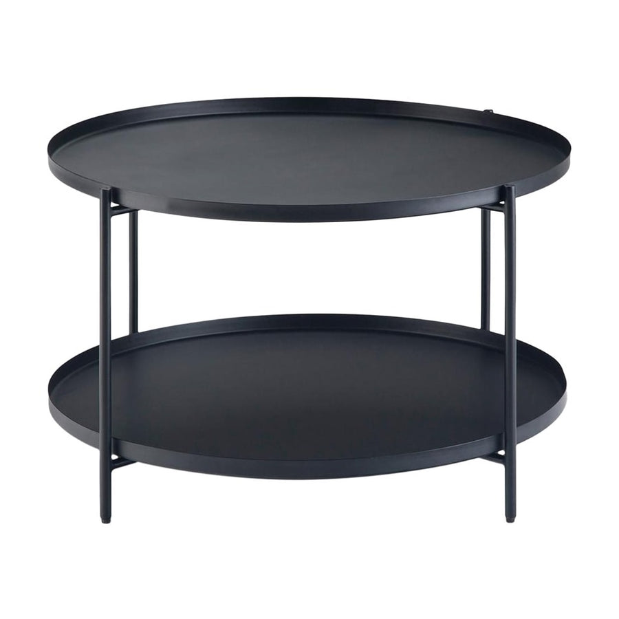 Simpli Home - Monet Round Modern Industrial Metal Coffee Table - Black_0