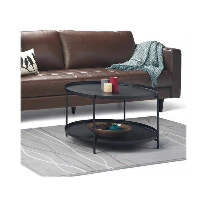 Simpli Home - Monet Round Modern Industrial Metal Coffee Table - Black_2