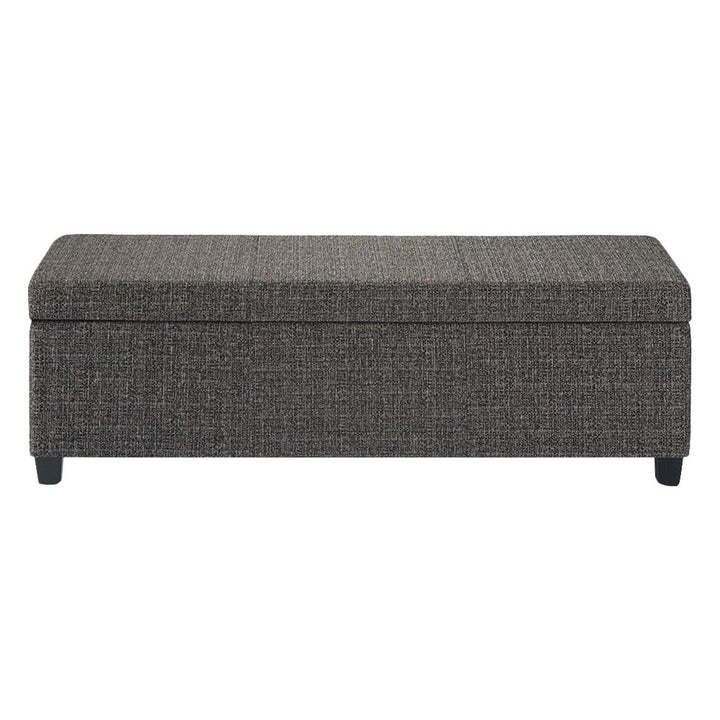 Simpli Home - Avalon Rectangular Contemporary Wood/Foam Bench Ottoman With Inner Storage - Dark Gray_0