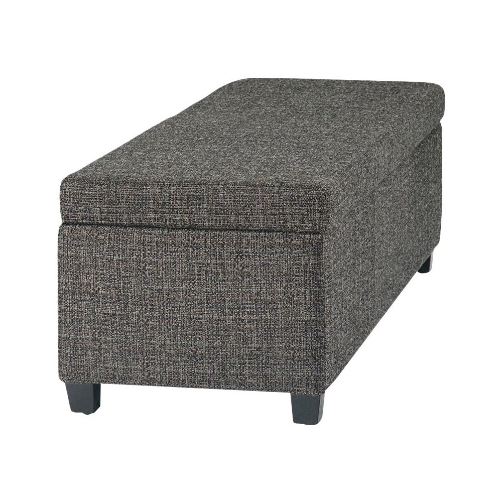 Simpli Home - Avalon Rectangular Contemporary Wood/Foam Bench Ottoman With Inner Storage - Dark Gray_1