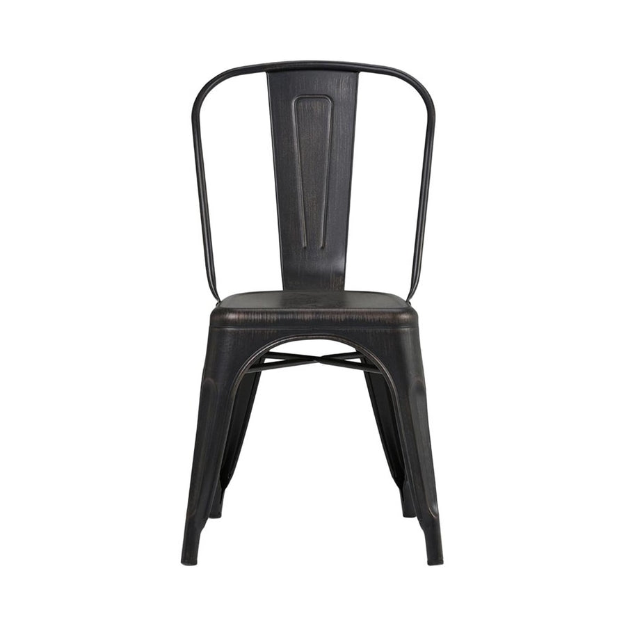 Simpli Home - Fletcher Contemporary Industrial Metal Dining Chairs (Set of 2) - Powder Coated Distressed Black And Copper_0