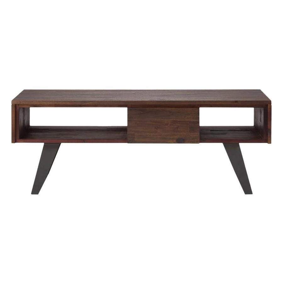 Simpli Home - Lowry Rectangular Modern Industrial Solid Acacia Wood 2-Drawer Coffee Table - Distressed Charcoal Brown_0