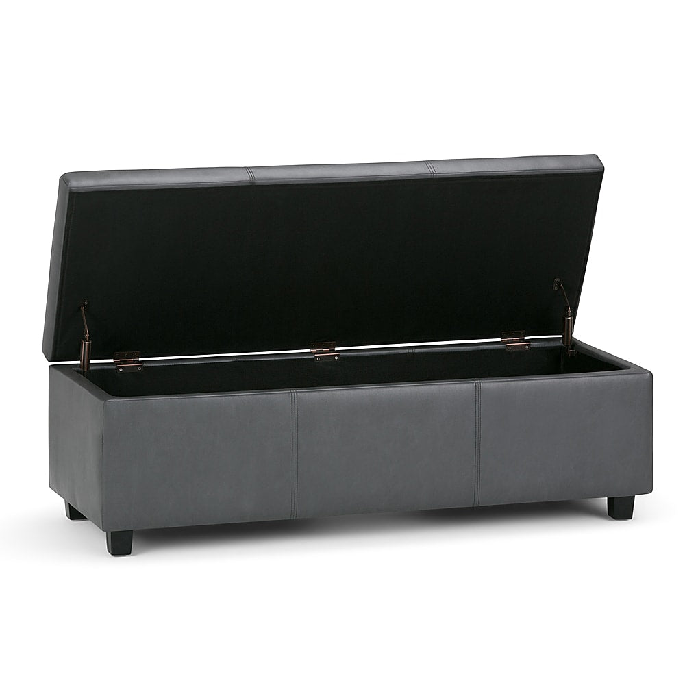 Simpli Home - Avalon 48 inch Wide Contemporary Rectangle Storage Ottoman Bench - Stone Gray_1