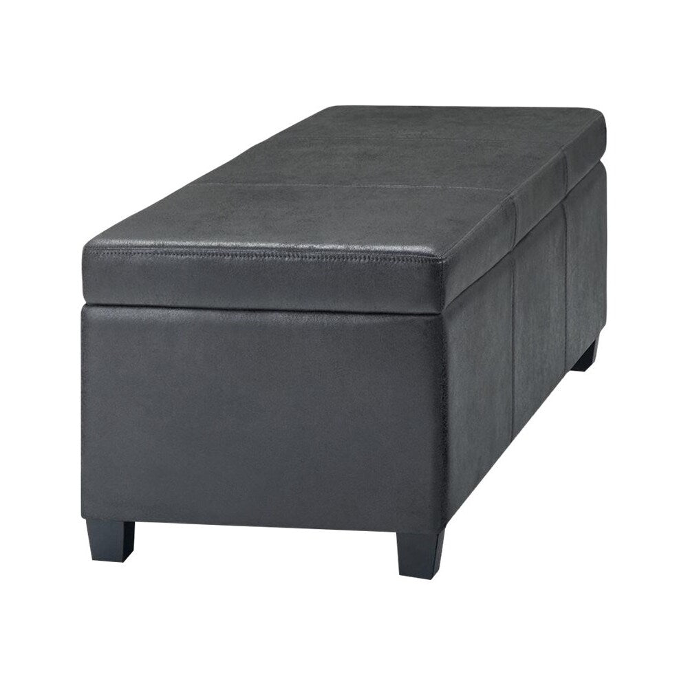 Simpli Home - Avalon Rectangular Contemporary Wood/Foam Bench Ottoman With Inner Storage - Distressed Black_7