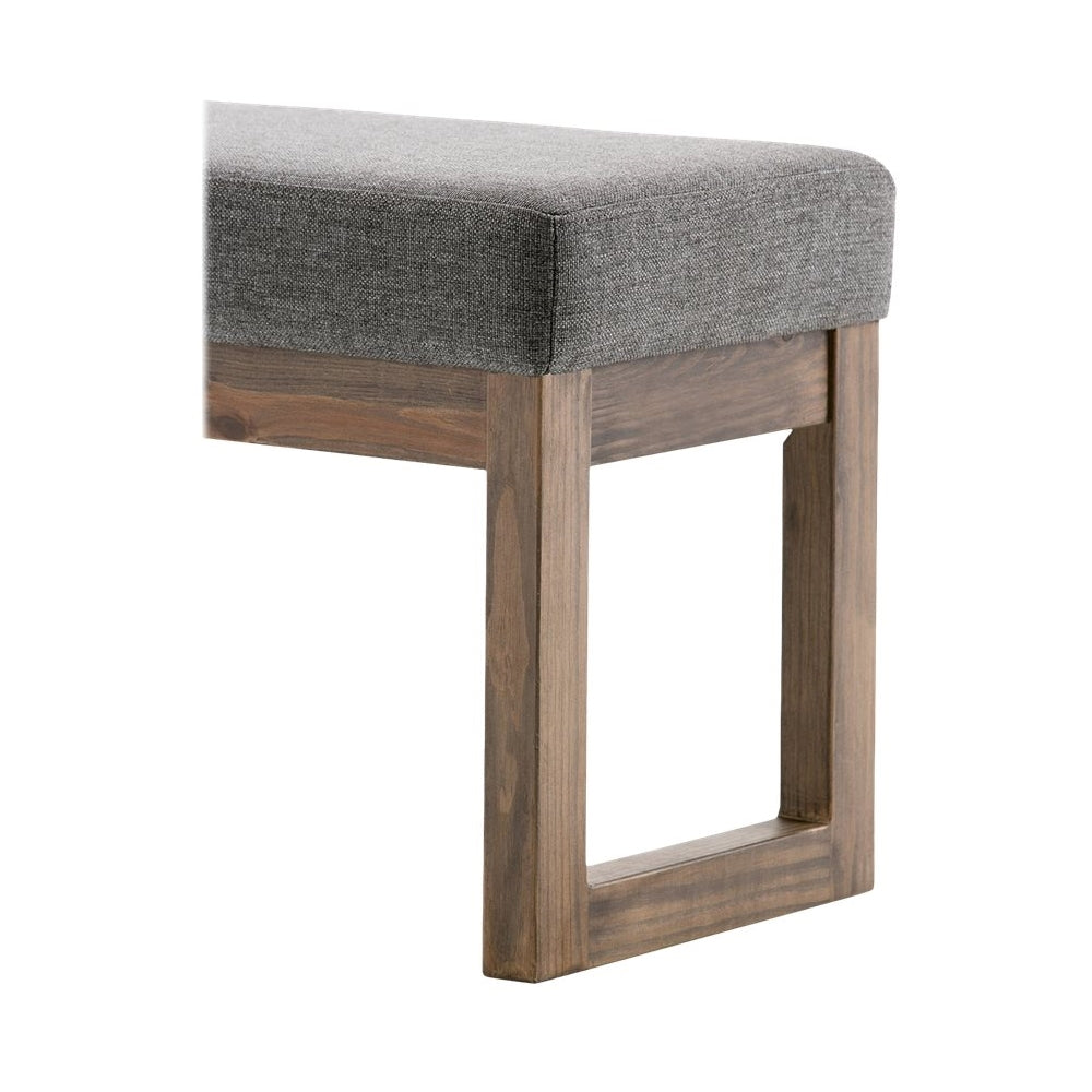 Simpli Home - Milltown Rectangular Modern Contemporary Plywood/Linen-Look Fabric Bench Ottoman - Gray_2