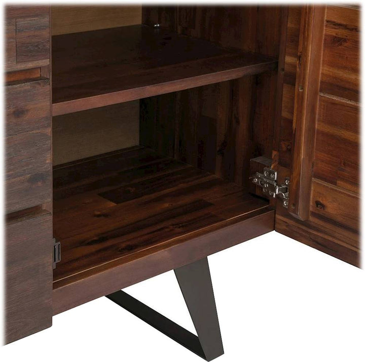 Simpli Home - Lowry Solid Acacia Wood and Metal 3-Drawer Sideboard Buffet - Distressed Charcoal Brown_7