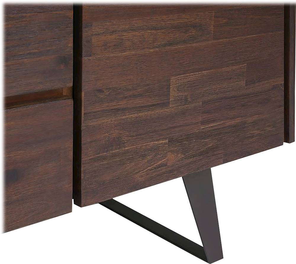 Simpli Home - Lowry Solid Acacia Wood and Metal 3-Drawer Sideboard Buffet - Distressed Charcoal Brown_6