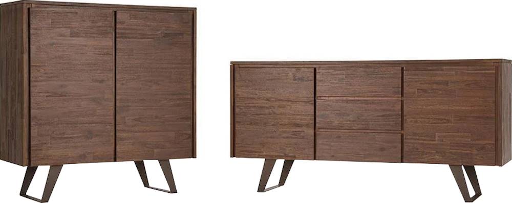 Simpli Home - Lowry Solid Acacia Wood and Metal 3-Drawer Sideboard Buffet - Distressed Charcoal Brown_5