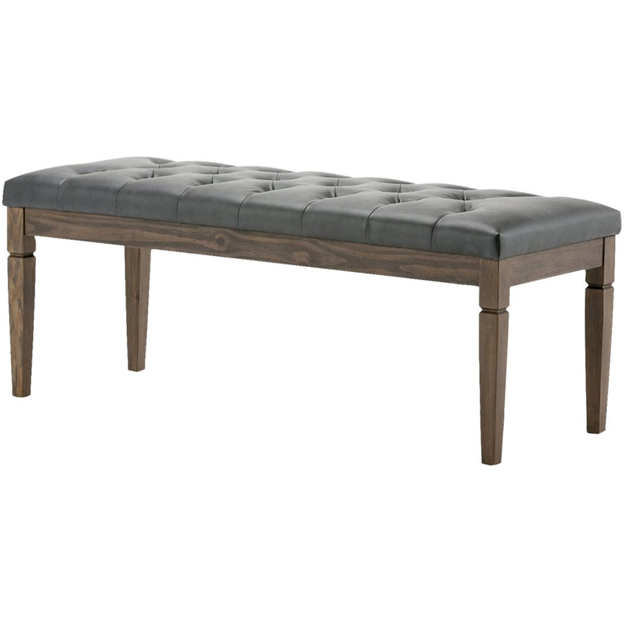 Simpli Home - Waverly Rectangular Traditional Faux Leather/Pine Wood Bench Ottoman - Slate Gray_0