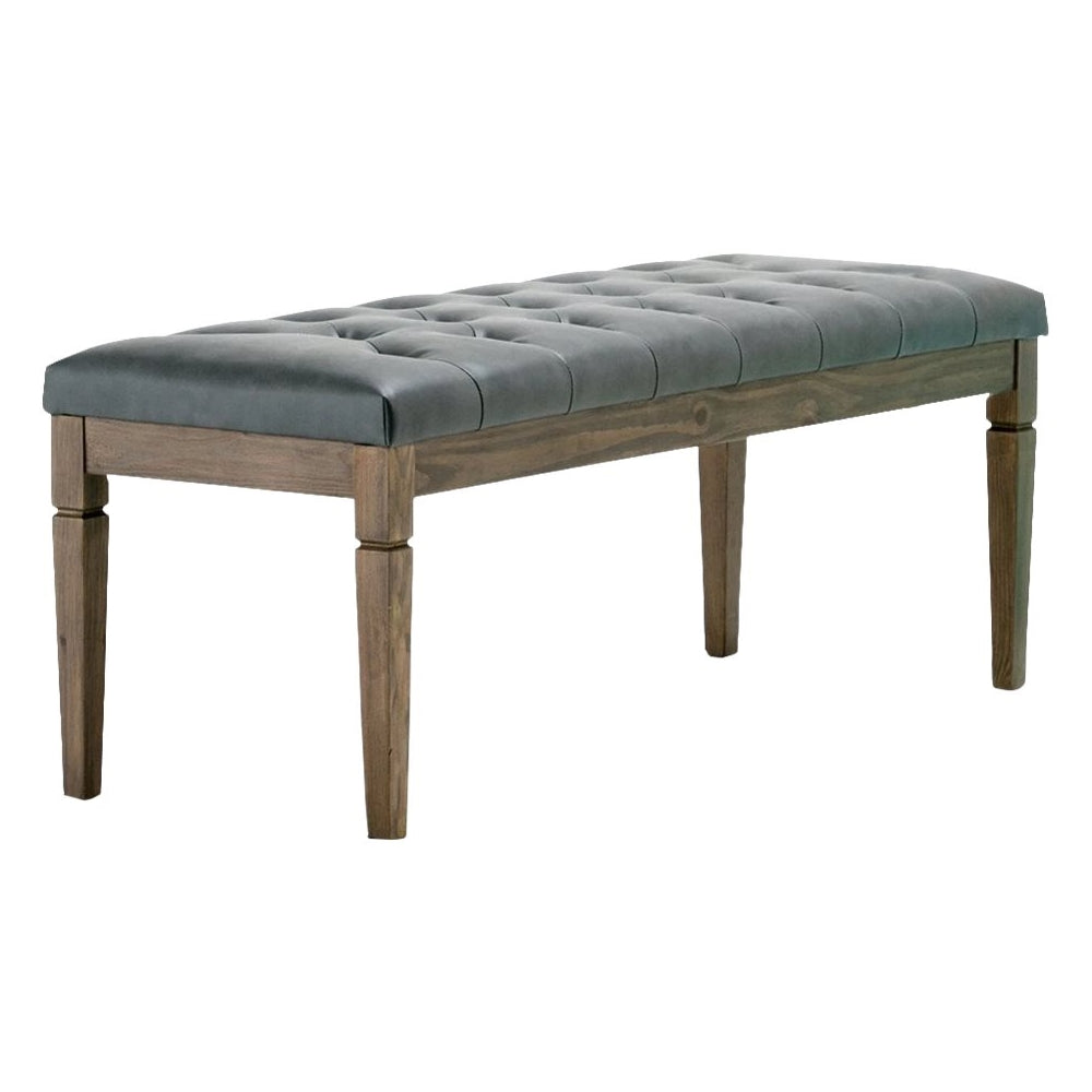 Simpli Home - Waverly Rectangular Traditional Faux Leather/Pine Wood Bench Ottoman - Slate Gray_1