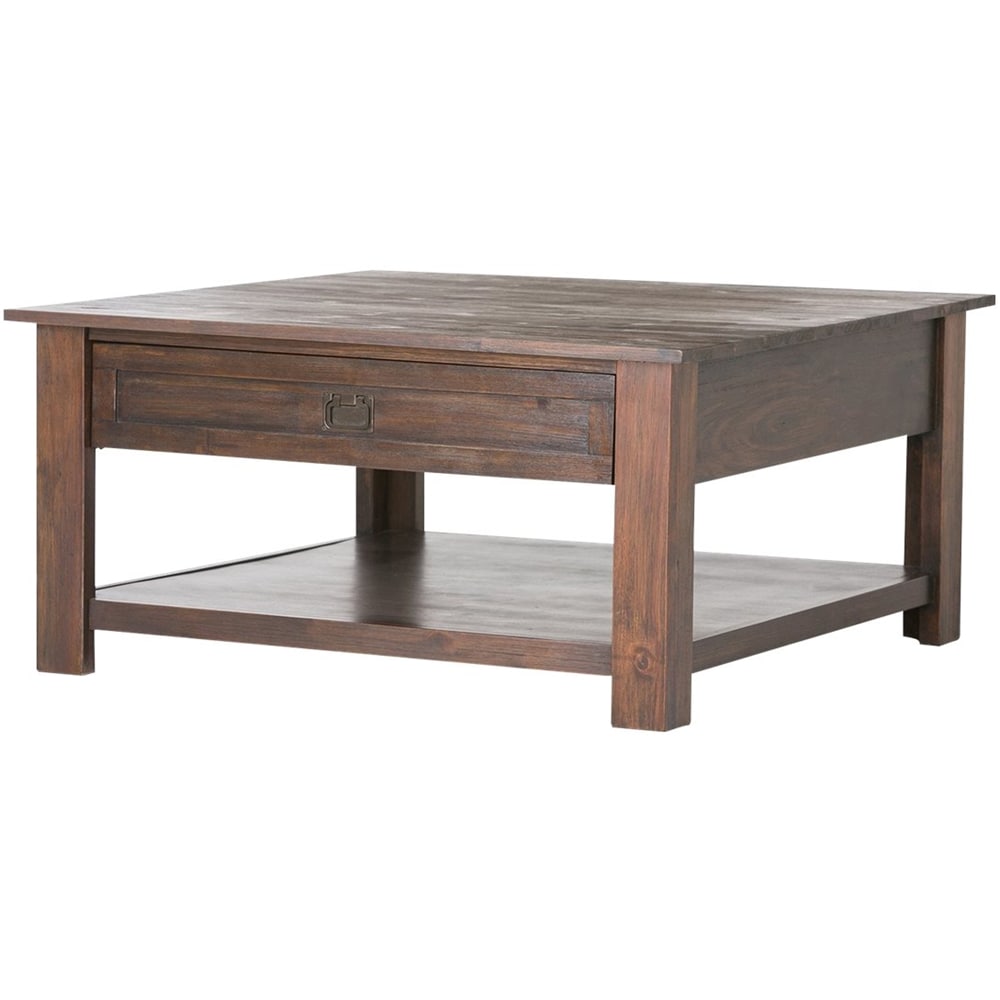 Simpli Home - Monroe Square Rustic Contemporary Solid Acacia Wood 2-Drawer Coffee Table - Distressed Charcoal Brown_0