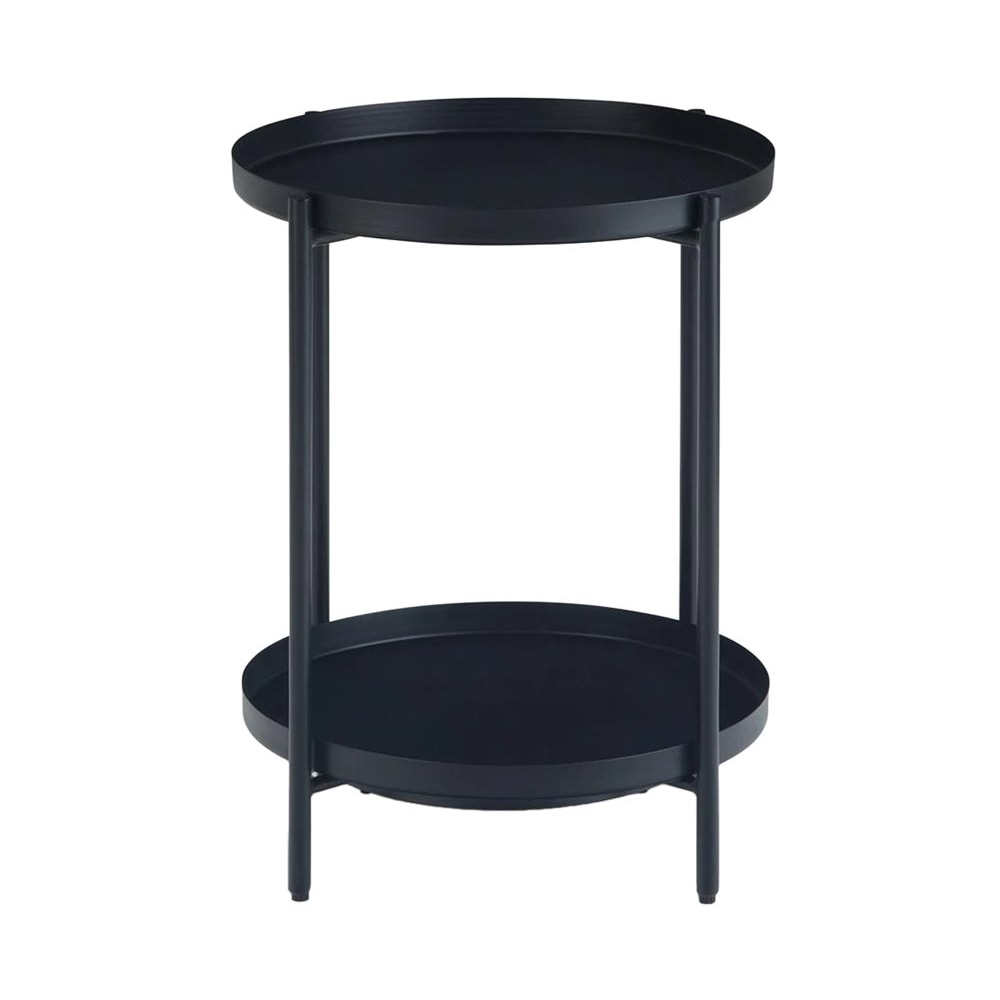 Simpli Home - Monet Round Modern Industrial Metal End Table - Black_0