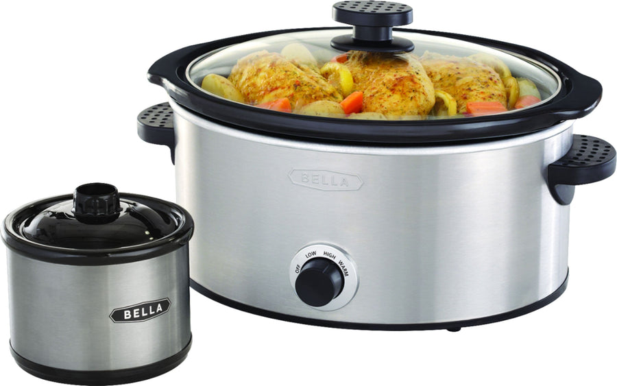 Bella - 5-qt. Slow Cooker with Dipper - Stainless Steel_0