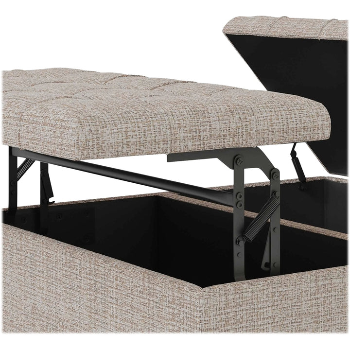 Simpli Home - Harrison 36 inch Wide Transitional Square Coffee Table Storage Ottoman in Tweed Look Fabric - Platinum_3