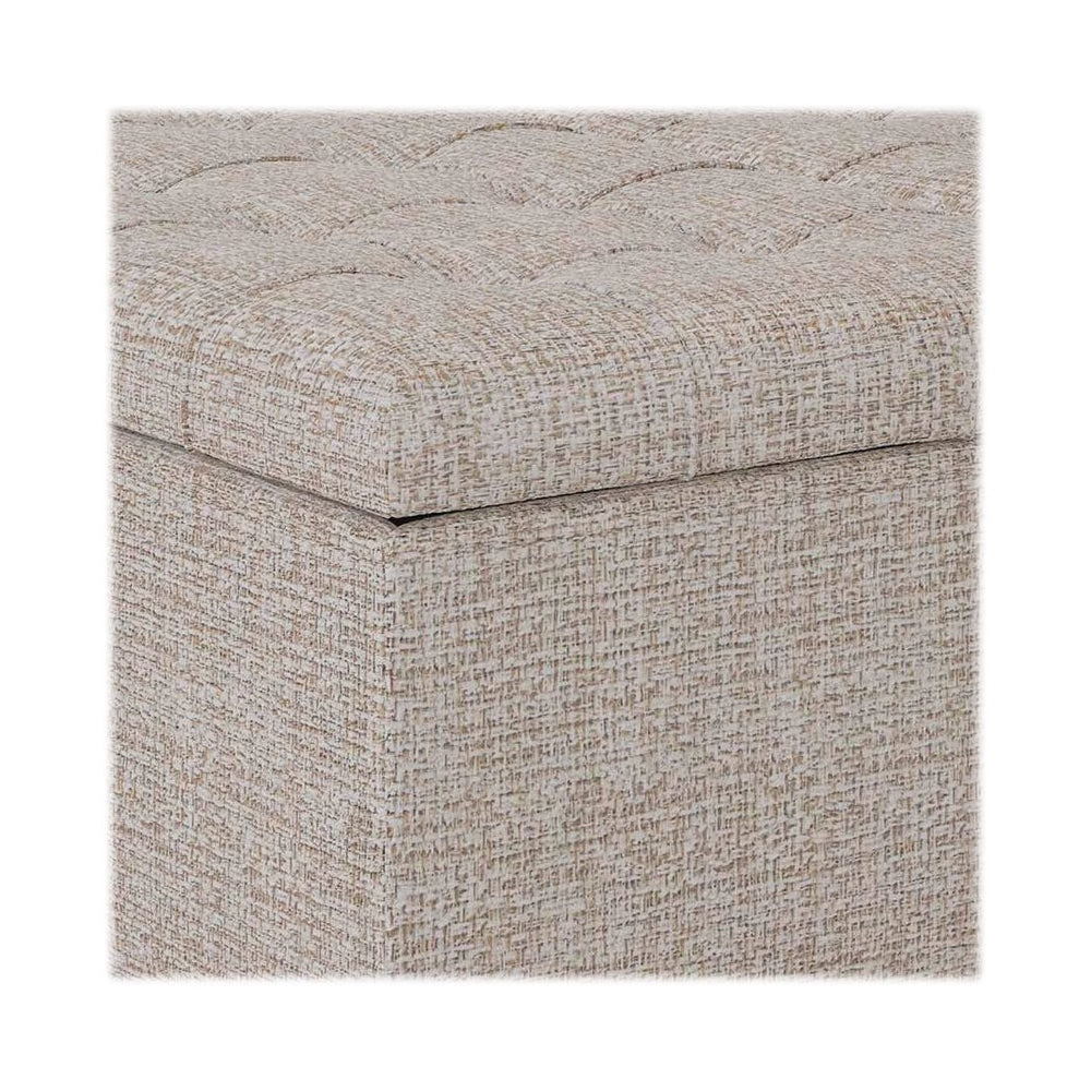 Simpli Home - Harrison 36 inch Wide Transitional Square Coffee Table Storage Ottoman in Tweed Look Fabric - Platinum_4