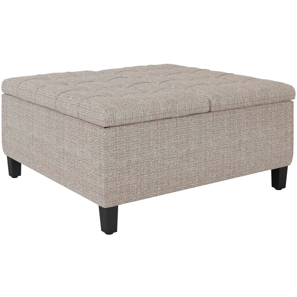 Simpli Home - Harrison 36 inch Wide Transitional Square Coffee Table Storage Ottoman in Tweed Look Fabric - Platinum_1