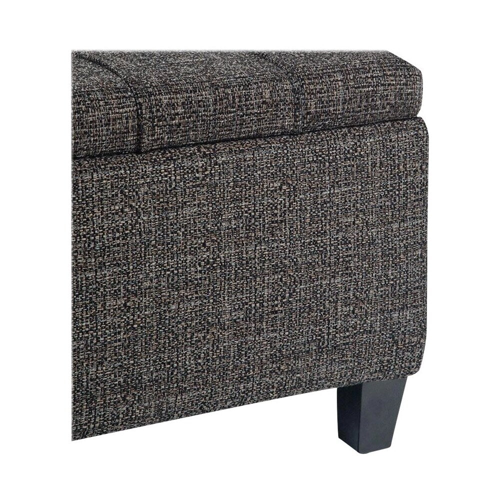 Simpli Home - Harrison 36 inch Wide Transitional Square Coffee Table Storage Ottoman in Tweed Look Fabric - Ebony_3