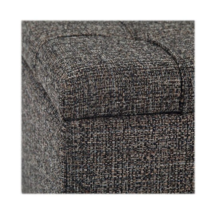 Simpli Home - Harrison 36 inch Wide Transitional Square Coffee Table Storage Ottoman in Tweed Look Fabric - Ebony_2