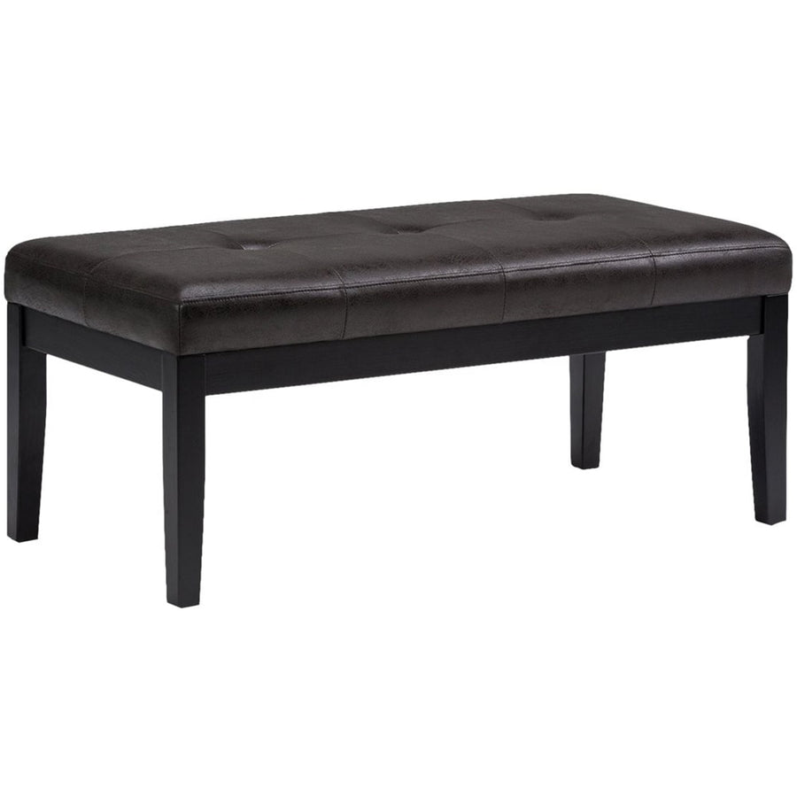 Simpli Home - Lacey Rectangular Contemporary Faux Air Leather Bench Ottoman - Distressed Black_0