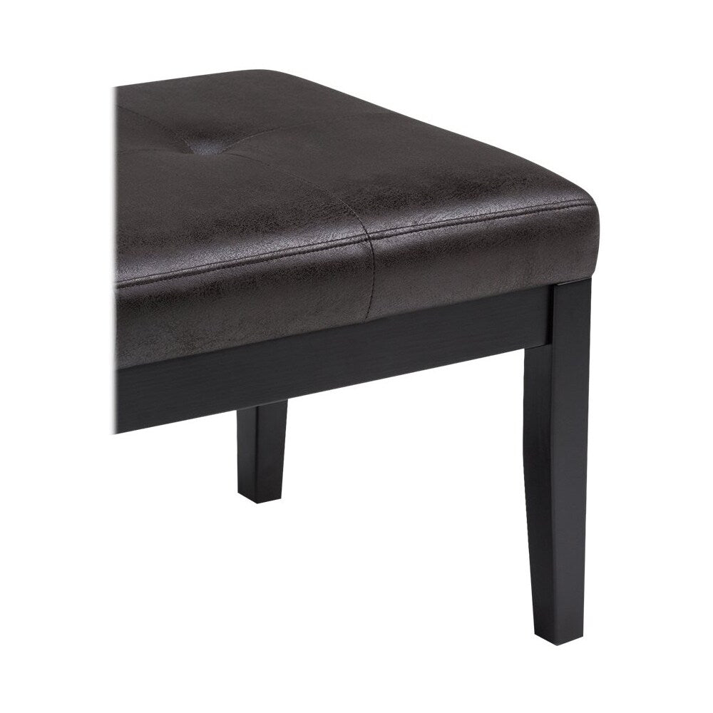 Simpli Home - Lacey Rectangular Contemporary Faux Air Leather Bench Ottoman - Distressed Black_4