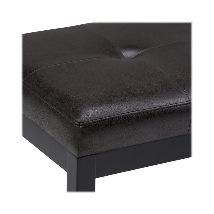 Simpli Home - Lacey Rectangular Contemporary Faux Air Leather Bench Ottoman - Distressed Black_5