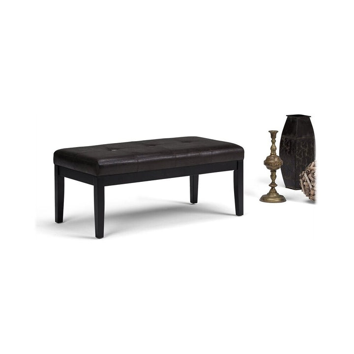 Simpli Home - Lacey Rectangular Contemporary Faux Air Leather Bench Ottoman - Distressed Black_2