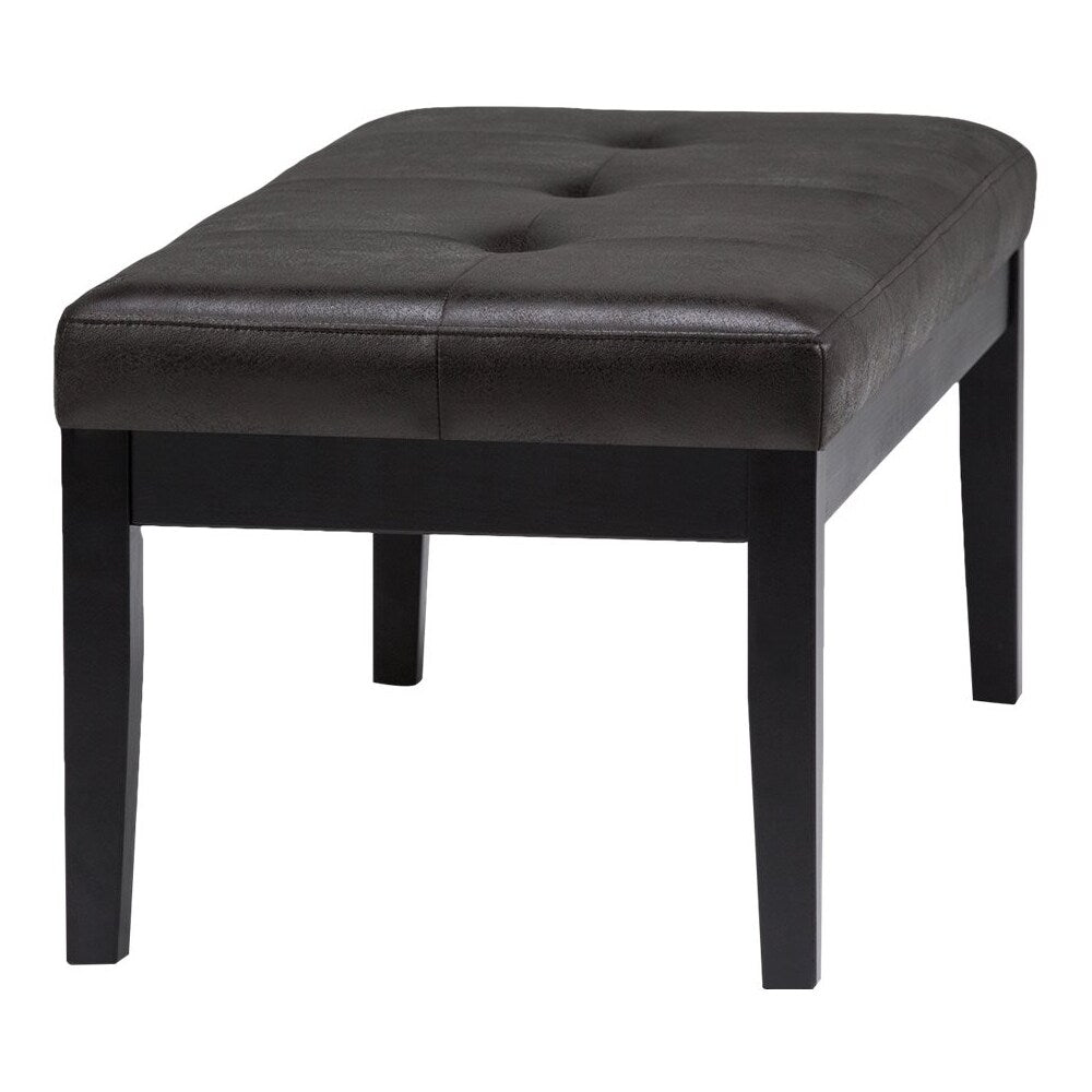Simpli Home - Lacey Rectangular Contemporary Faux Air Leather Bench Ottoman - Distressed Black_1
