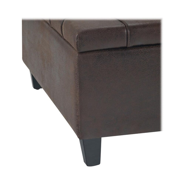 Simpli Home - Harrison 36 inch Wide Transitional Square Coffee Table Storage Ottoman in Faux Leather - Distressed Brown_3