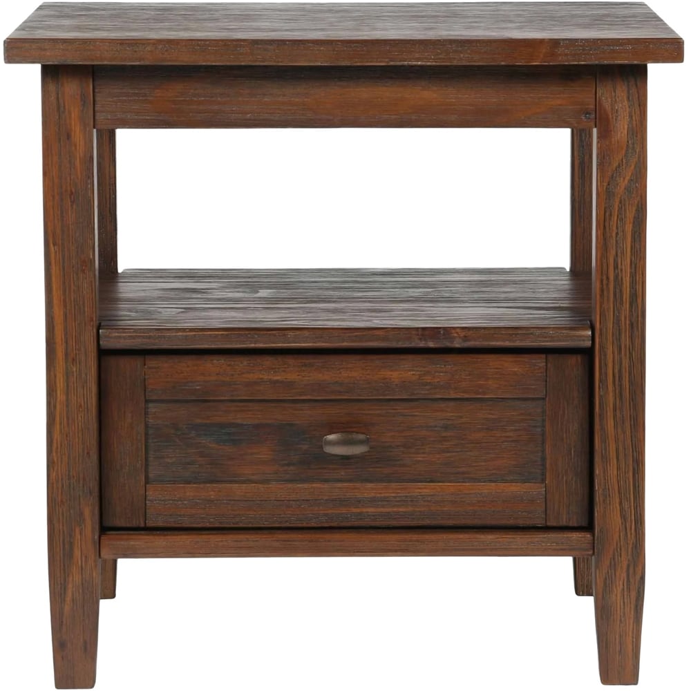 Simpli Home - Warm Shaker Rectangular Rustic Wood 1-Drawer End Table - Distressed Charcoal Brown_0