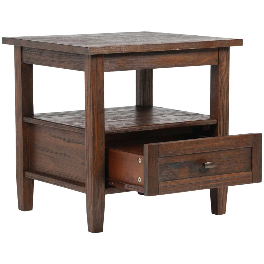 Simpli Home - Warm Shaker Rectangular Rustic Wood 1-Drawer End Table - Distressed Charcoal Brown_7