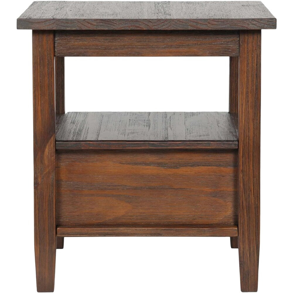 Simpli Home - Warm Shaker Rectangular Rustic Wood 1-Drawer End Table - Distressed Charcoal Brown_6