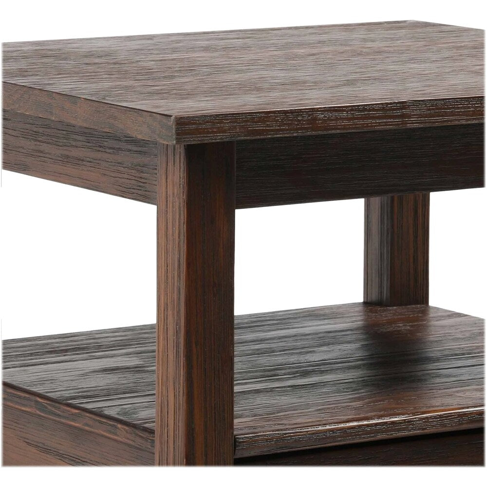 Simpli Home - Warm Shaker Rectangular Rustic Wood 1-Drawer End Table - Distressed Charcoal Brown_2