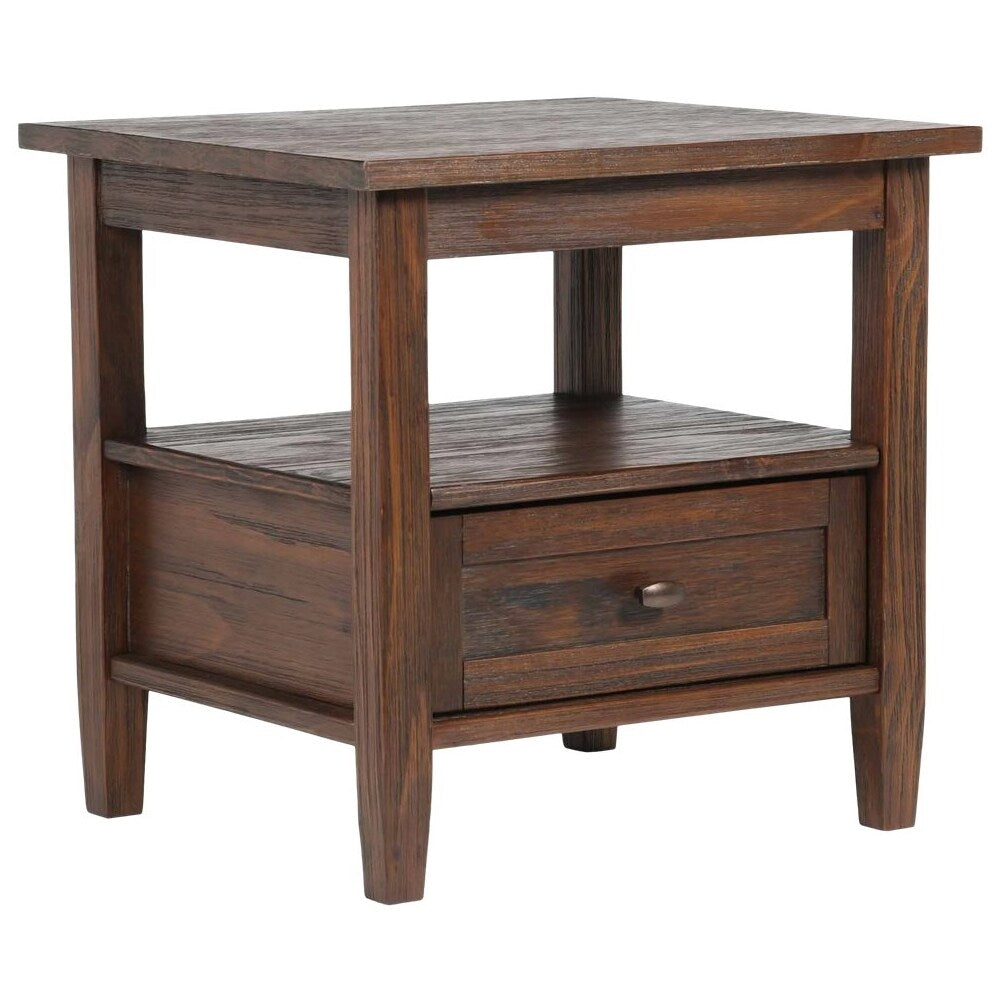 Simpli Home - Warm Shaker Rectangular Rustic Wood 1-Drawer End Table - Distressed Charcoal Brown_1