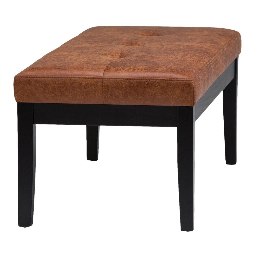 Simpli Home - Lacey Rectangular Contemporary Faux Air Leather Bench Ottoman - Distressed Saddle Brown_1