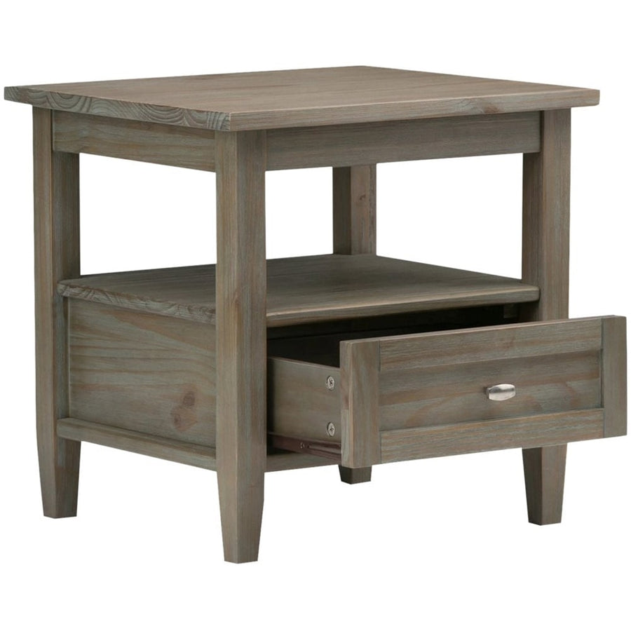 Simpli Home - Warm Shaker Rectangular Rustic Wood 1-Drawer End Table - Distressed Gray_0