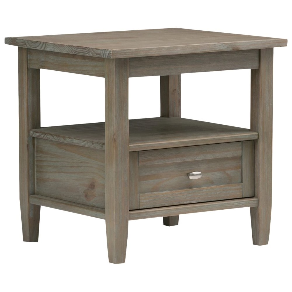 Simpli Home - Warm Shaker Rectangular Rustic Wood 1-Drawer End Table - Distressed Gray_3