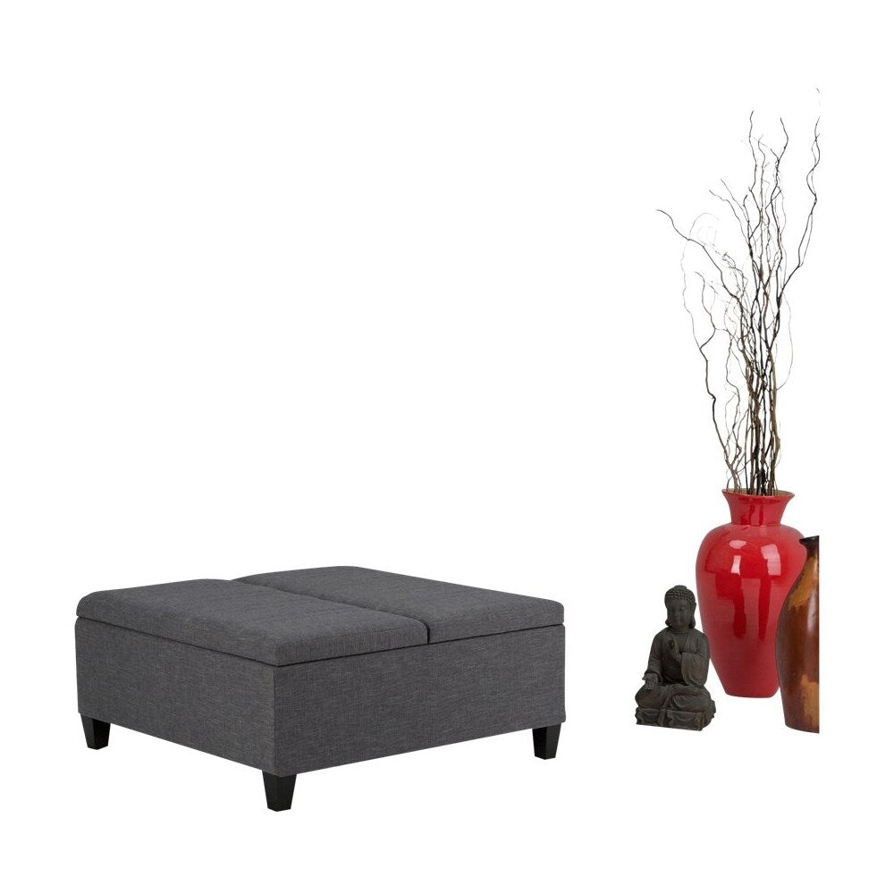 Simpli Home - Ellis Contemporary Wood/Engineered Wood Ottoman - Slate Gray_1