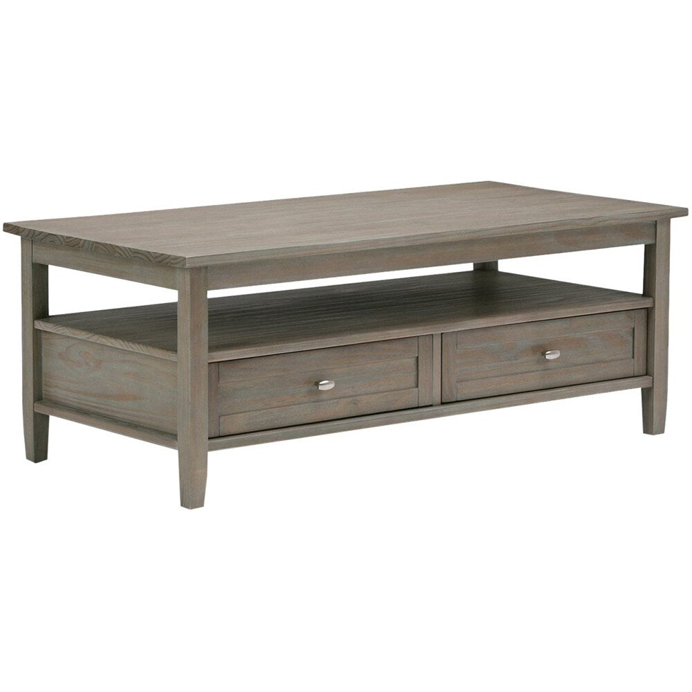 Simpli Home - Warm Shaker Rectangular Rustic Wood 2-Drawer Coffee Table - Distressed Gray_0