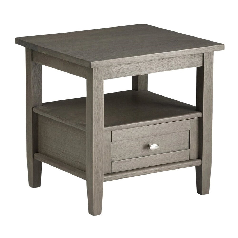 Simpli Home - Warm Shaker Rectangular Rustic Wood 1-Drawer End Table - Farmhouse Gray_0