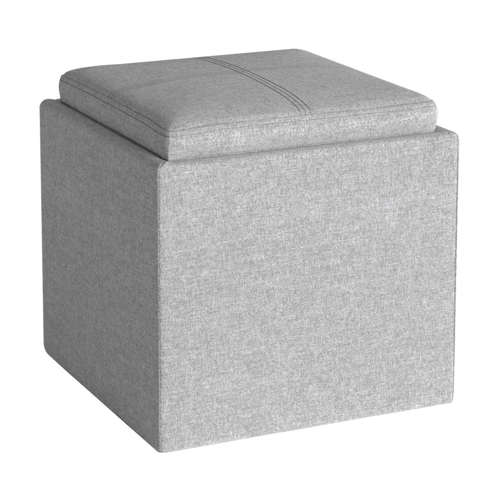 Simpli Home - Rockwood Square Contemporary Wood/Foam Ottoman With Inner Storage - Gray Cloud_1