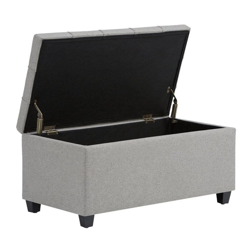 Simpli Home - Sienna Rectangular Traditional Wood/Engineered Wood Bench Ottoman With Inner Storage - Dove Gray_1