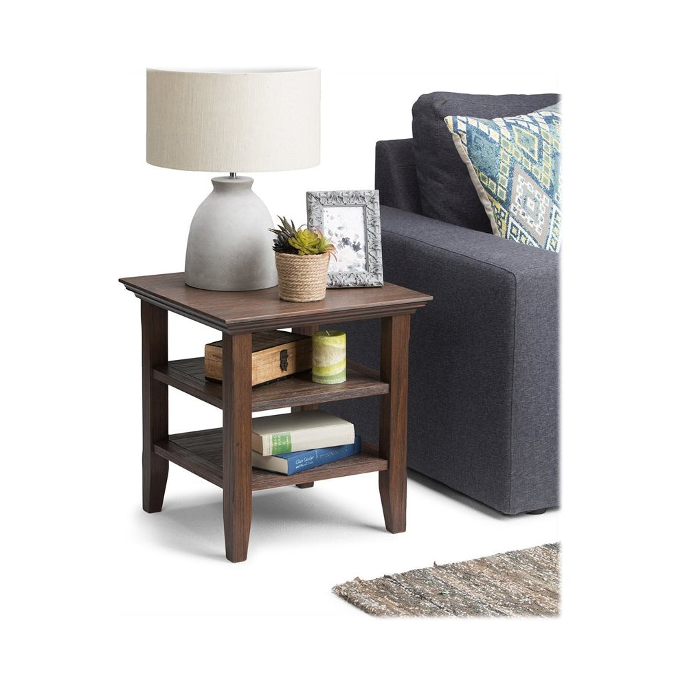 Simpli Home - Acadian Square Rustic Wood End Table - Farmhouse Brown_1