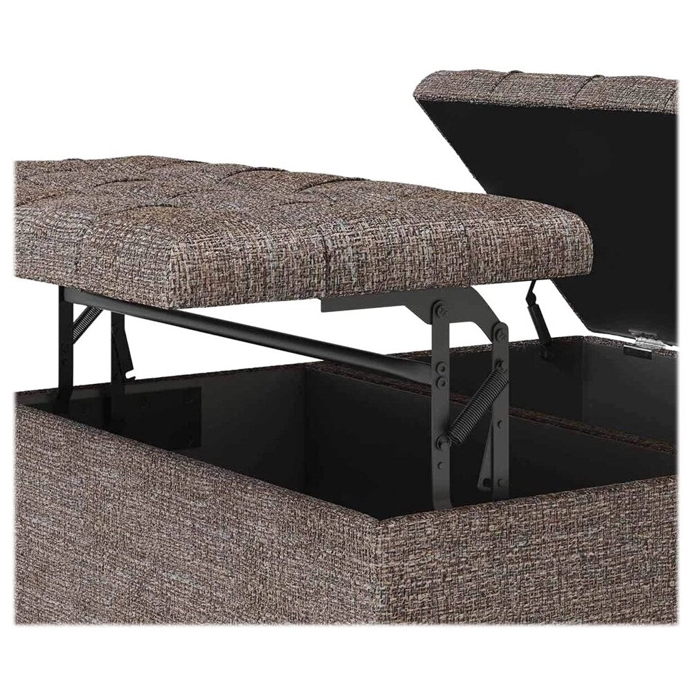 Simpli Home - Harrison 36 inch Wide Transitional Square Coffee Table Storage Ottoman in Tweed Look Fabric - Mink Brown_6