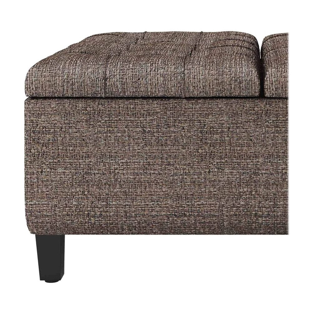Simpli Home - Harrison 36 inch Wide Transitional Square Coffee Table Storage Ottoman in Tweed Look Fabric - Mink Brown_3