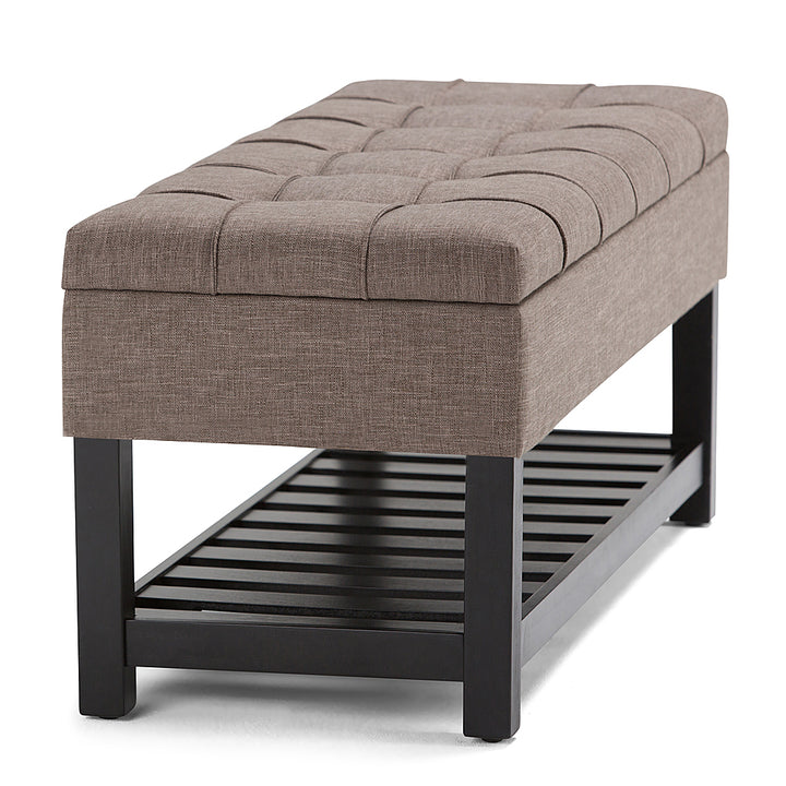 Simpli Home - Saxon 44 inch Wide Traditional Rectangle Storage Ottoman Bench - Fawn Brown_4