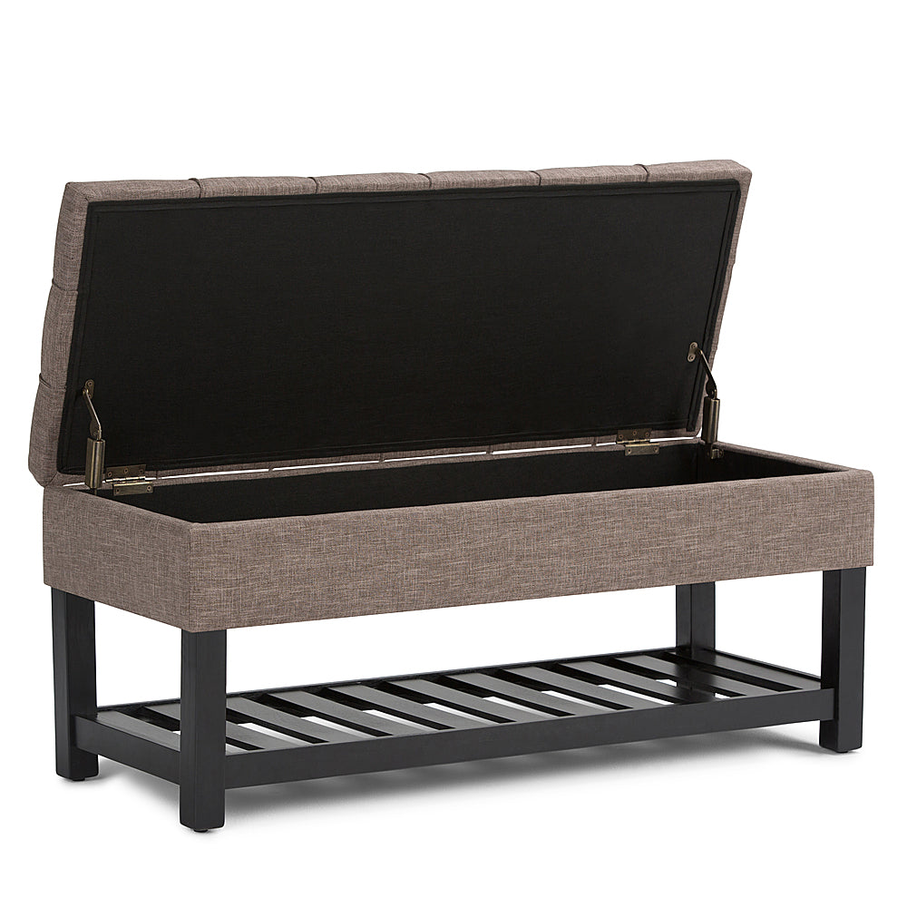 Simpli Home - Saxon 44 inch Wide Traditional Rectangle Storage Ottoman Bench - Fawn Brown_2