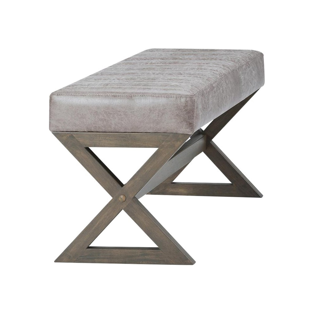 Simpli Home - Salinger Rectangular Modern Contemporary Foam/Plywood Bench Ottoman - Distressed Gray Taupe_1