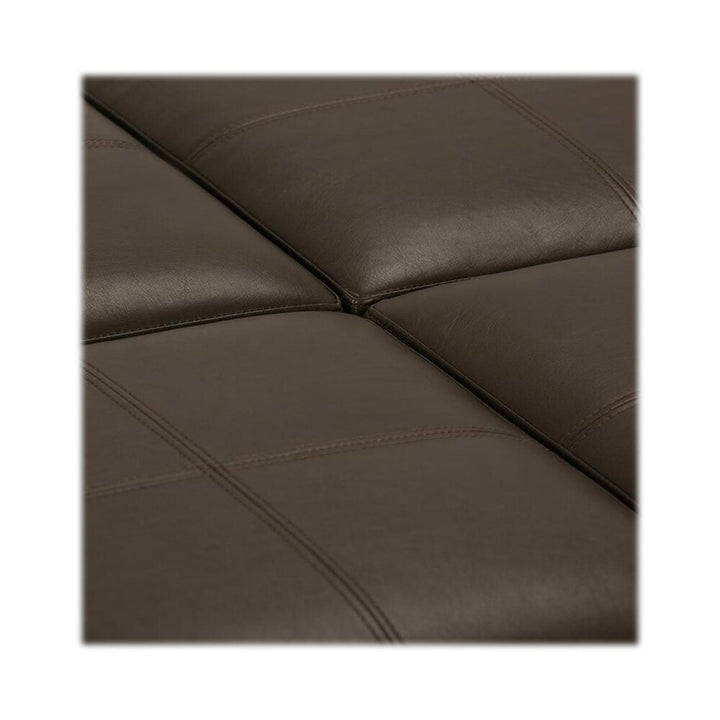 Simpli Home - Avalon Square Contemporary Polyurethane Faux Leather Storage Ottoman - Chocolate Brown_3